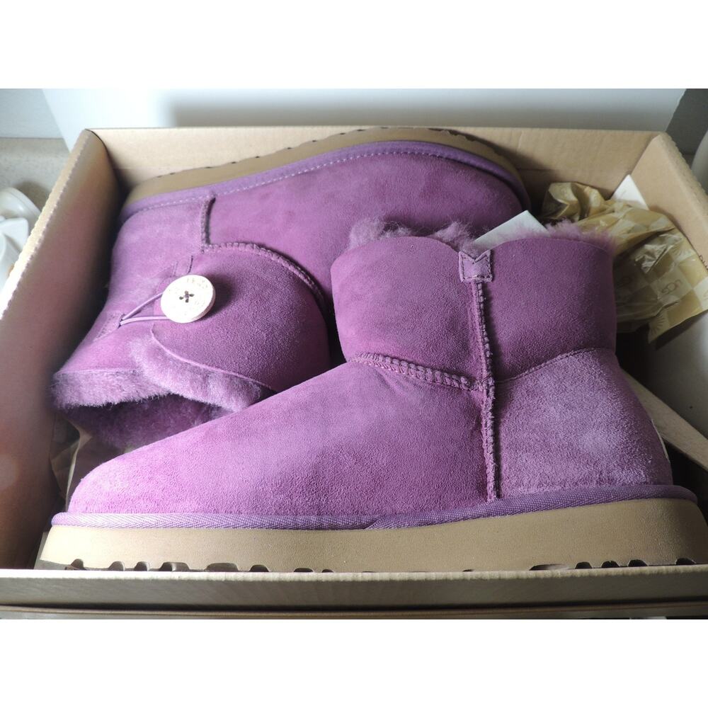 Ugg Mini Bailey Button Boots Purple Size 11 New in Box